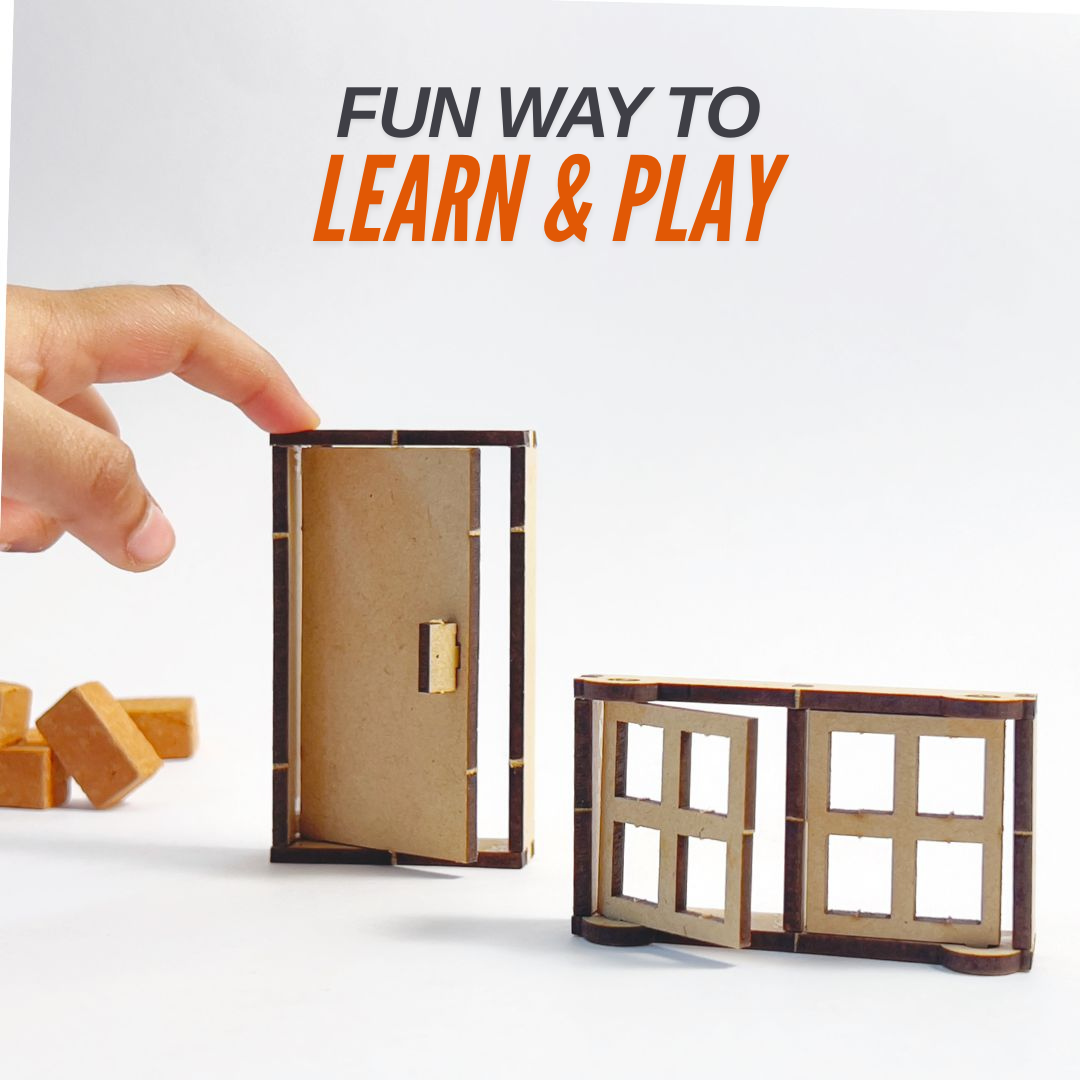DIY Terracotta Bricks - Pack of 150 Miniature Bricks with DIY Door, Window & Roof