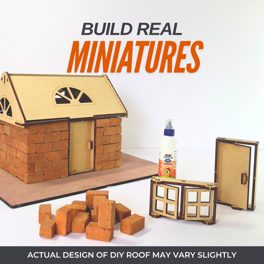 DIY Terracotta Bricks - Pack of 150 Miniature Bricks with DIY Door, Window & Roof