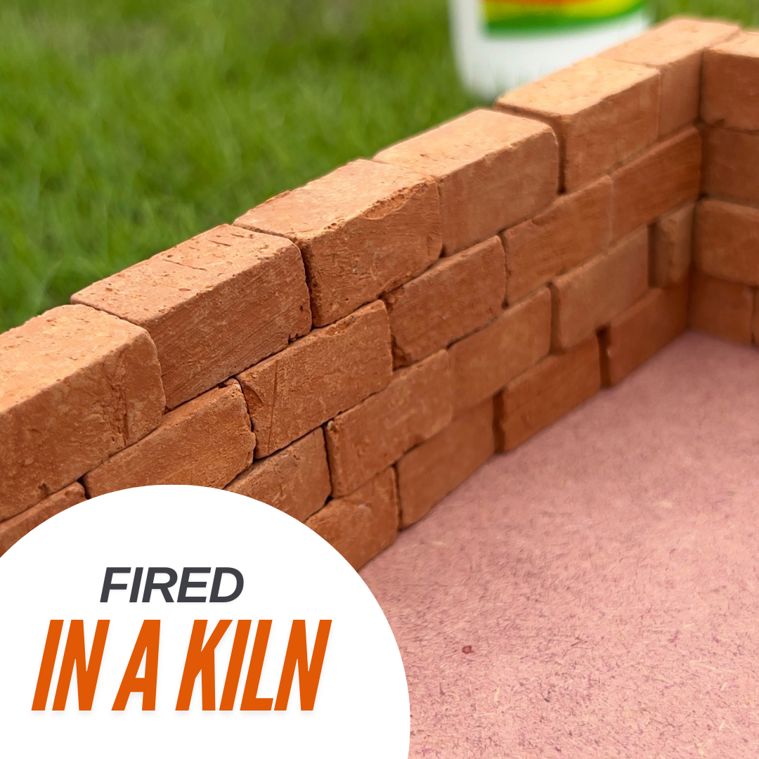 DIY Terracotta Bricks - Pack of 150 Miniature Bricks with DIY Door, Window & Roof