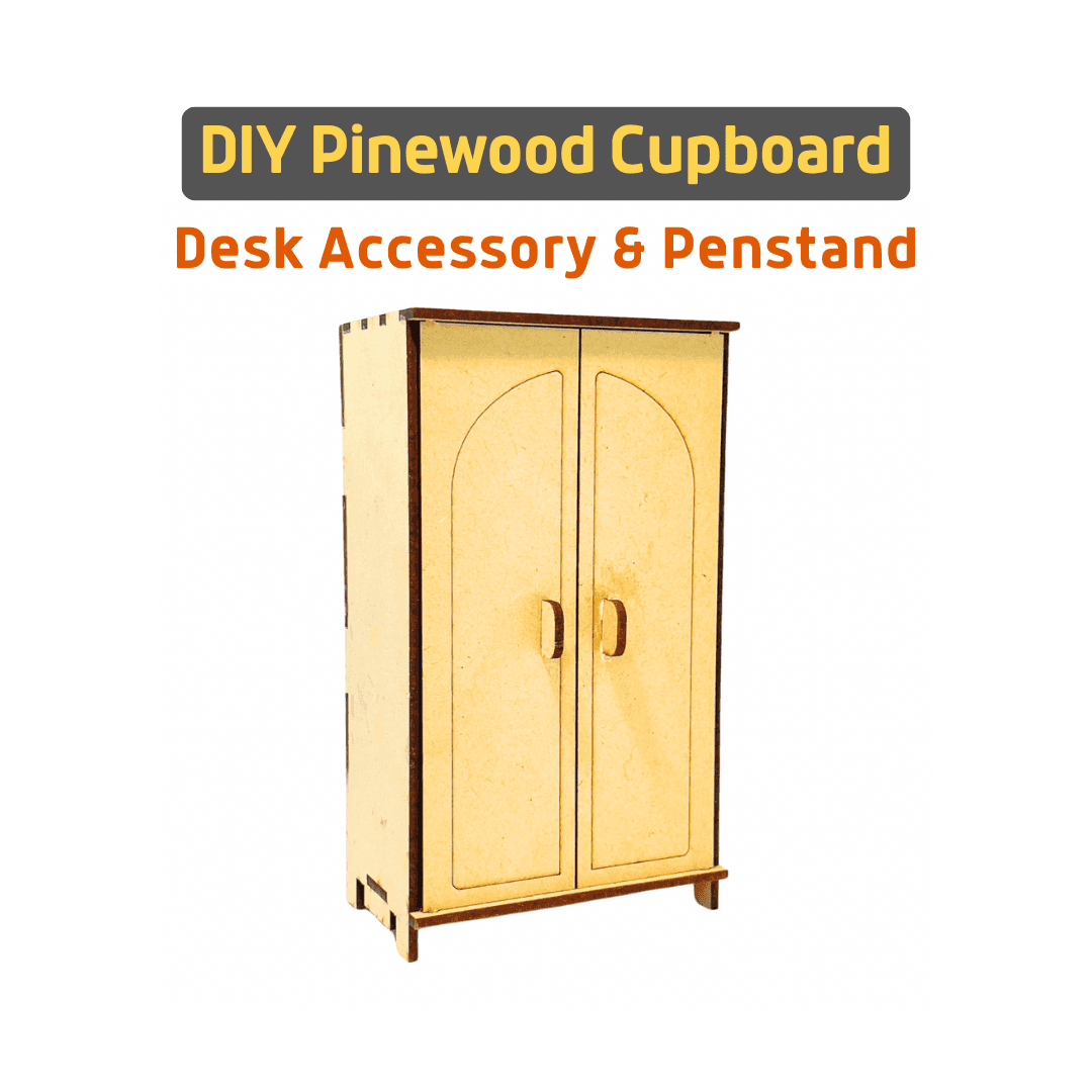 Pinewood miniature cupboard desk organizer front view