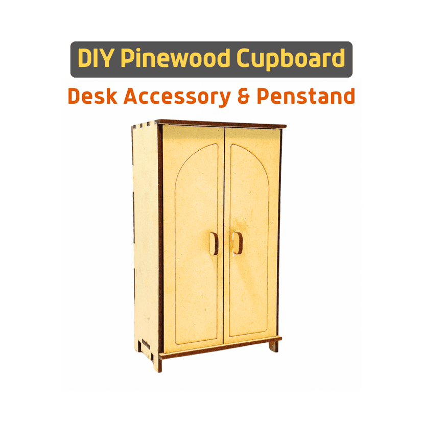 littleplay Pinewood Miniature Cupboard & Desktop Accessory, Perfect DIY Activity, All Ages