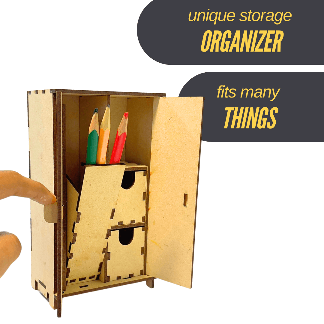 Kids desk accessory with drawers and doors for stationery