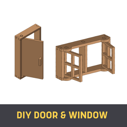 Paintable DIY miniature door and window set for dollhouses