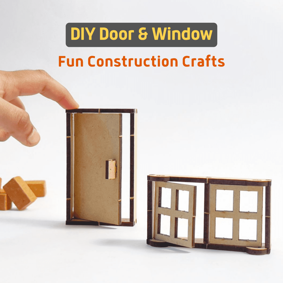 DIY miniature wooden door and window set for model houses