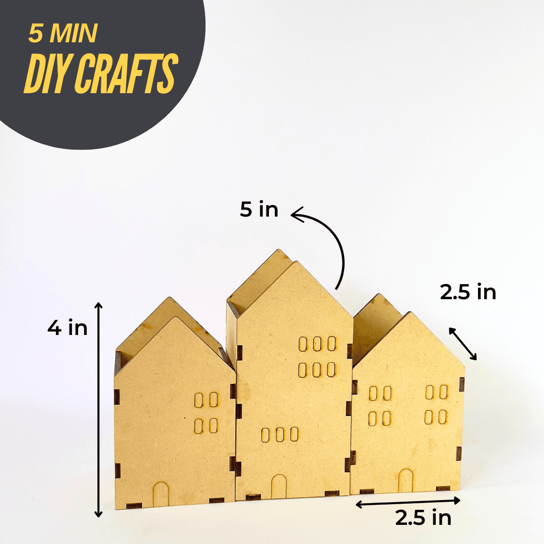 Child coloring a pinewood tiny house pen stand