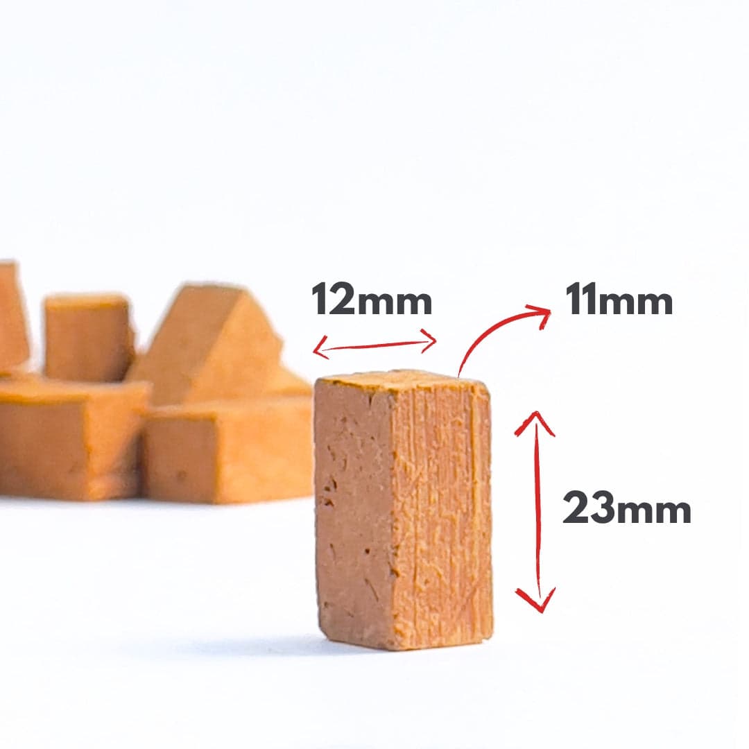 Miniature brick dimensions for the 100 bricks DIY kit