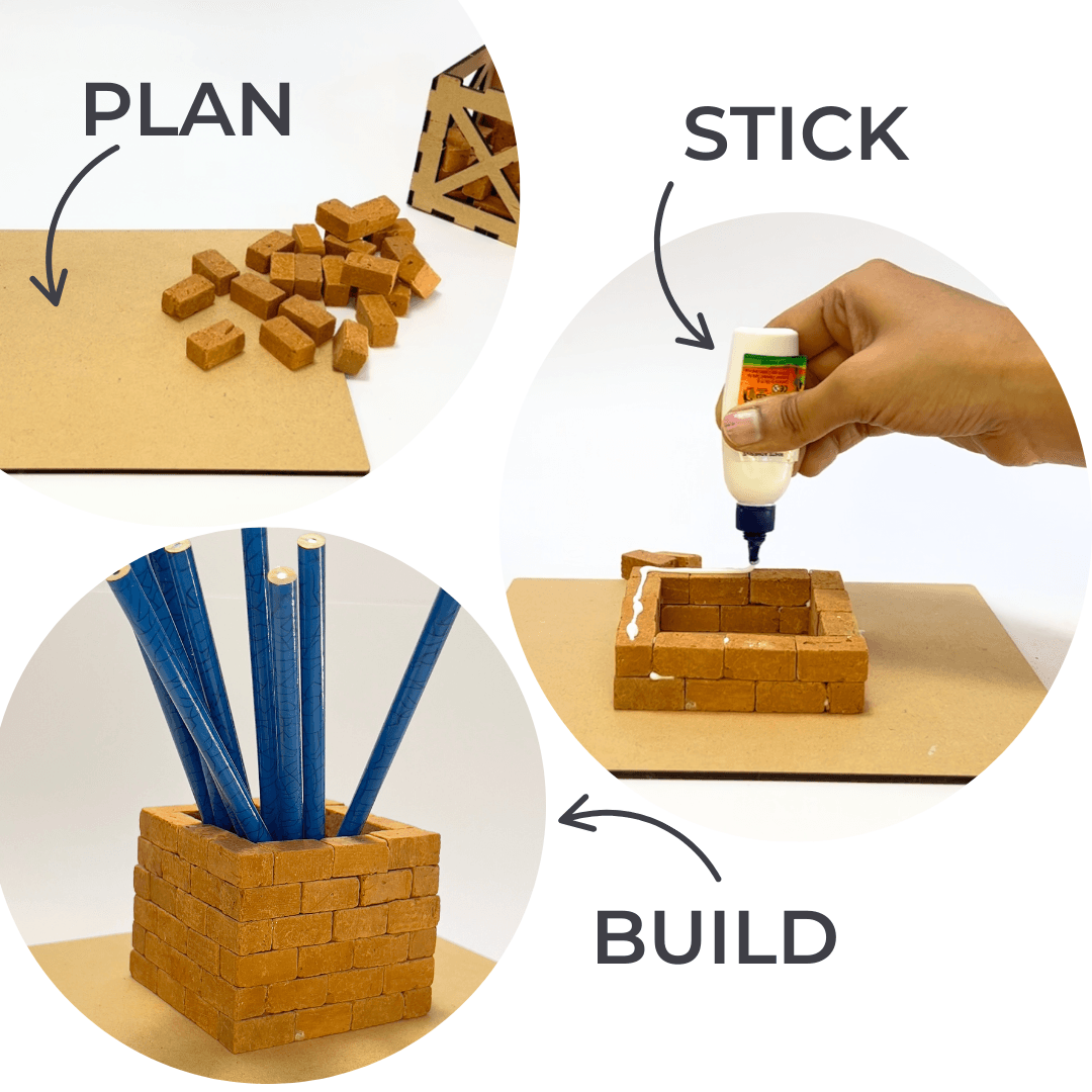 Plan, glue, and build process for the miniature brick cottage kit
