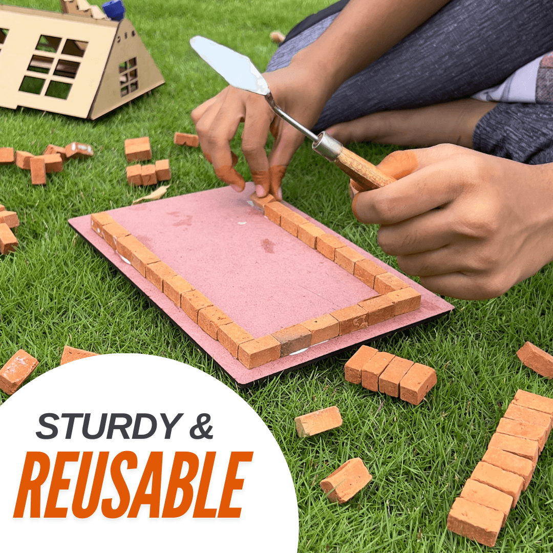 Real clay mini bricks ready to build with