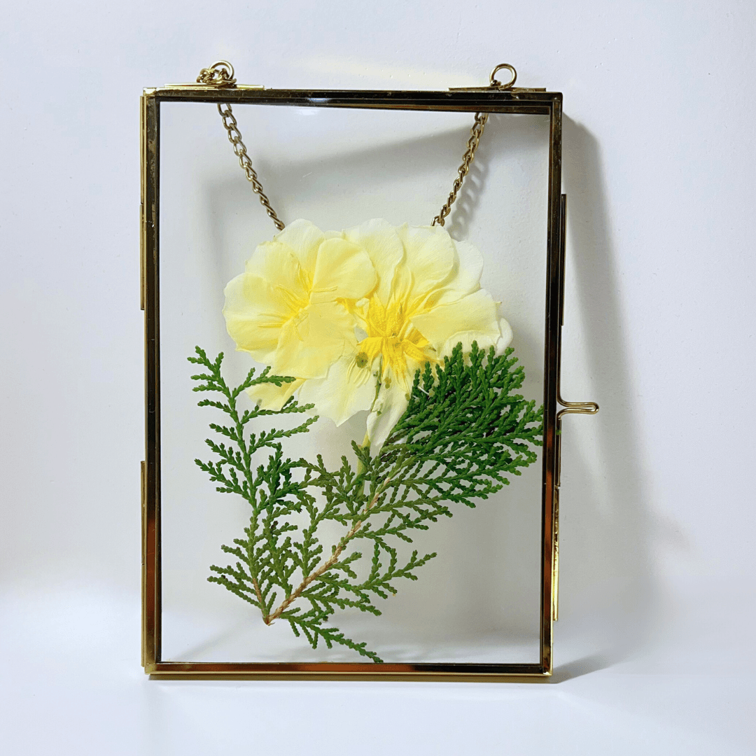 Cute golden photo frame gift with transparent glass panels