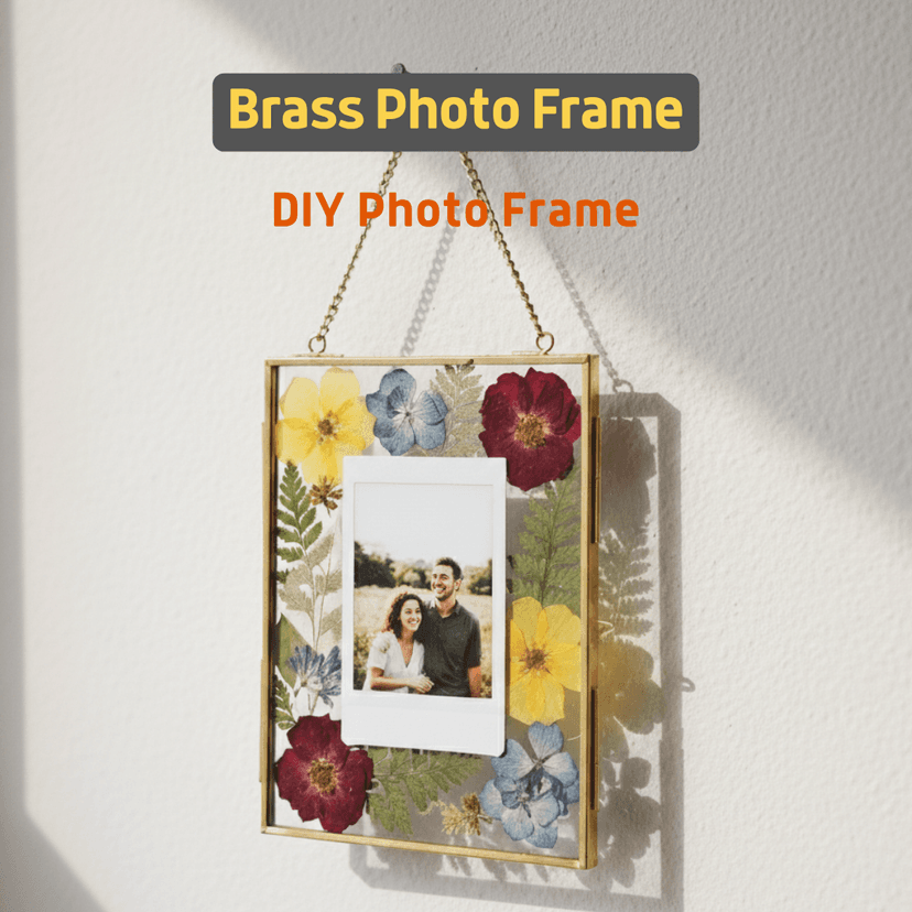 littleplay Metal Vintage Golden Photo Frame with Lock [6 x 7 inch] 1 piece with Fevicryl Glass Paints  for elegant gifting