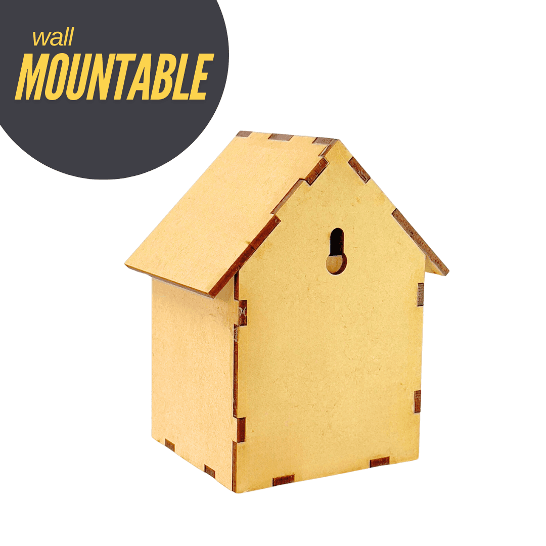 Cute wooden desk organizer for kids shaped like a tiny house