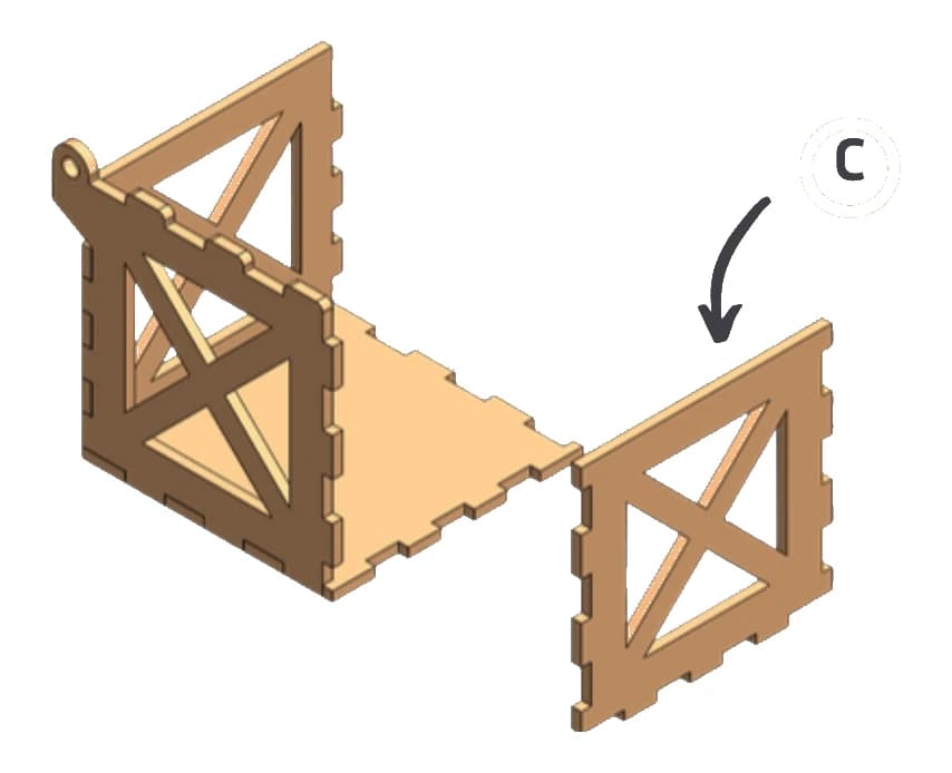 Step 3: Fit side C onto the base, across from side D.
