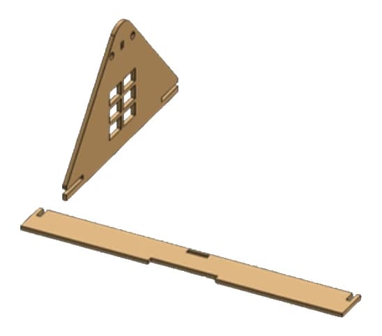 Step 1: Fit a triangle end onto one end of a long bar.
