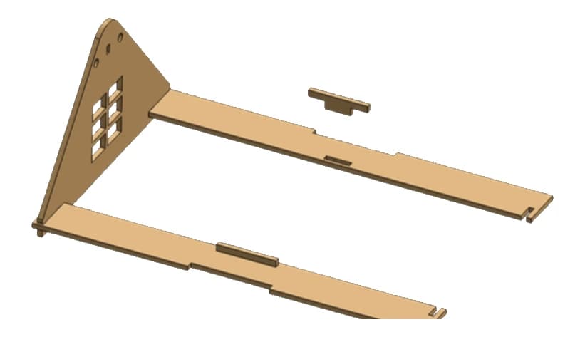 Step 3: Fit the second long bar and its peg onto the triangle end.