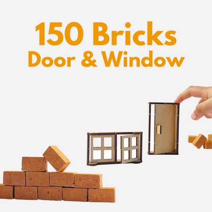 Pack of 150 Miniature Bricks with DIY Door & Window