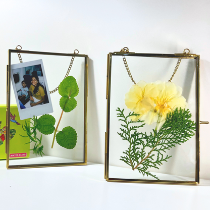 Vintage Golden Photo Frame with Lock [6 x 7 inch] 1 Piece with Fevicryl Glass Paints